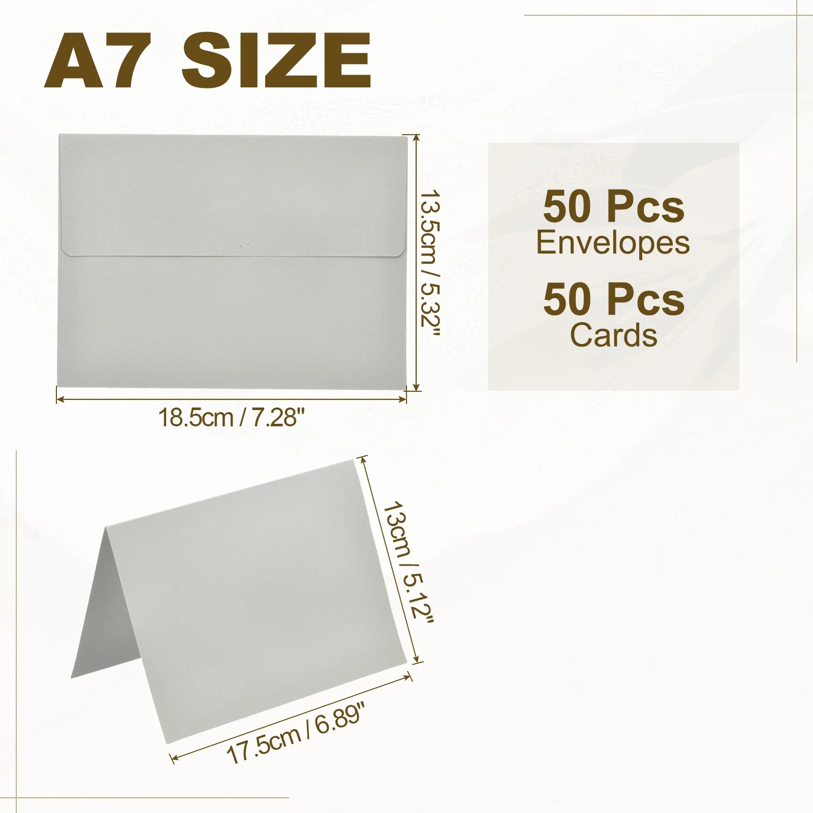 50-Set A7 Self-Seal Envelopes with Folded Cardstock for Invitations and Greeting Cards