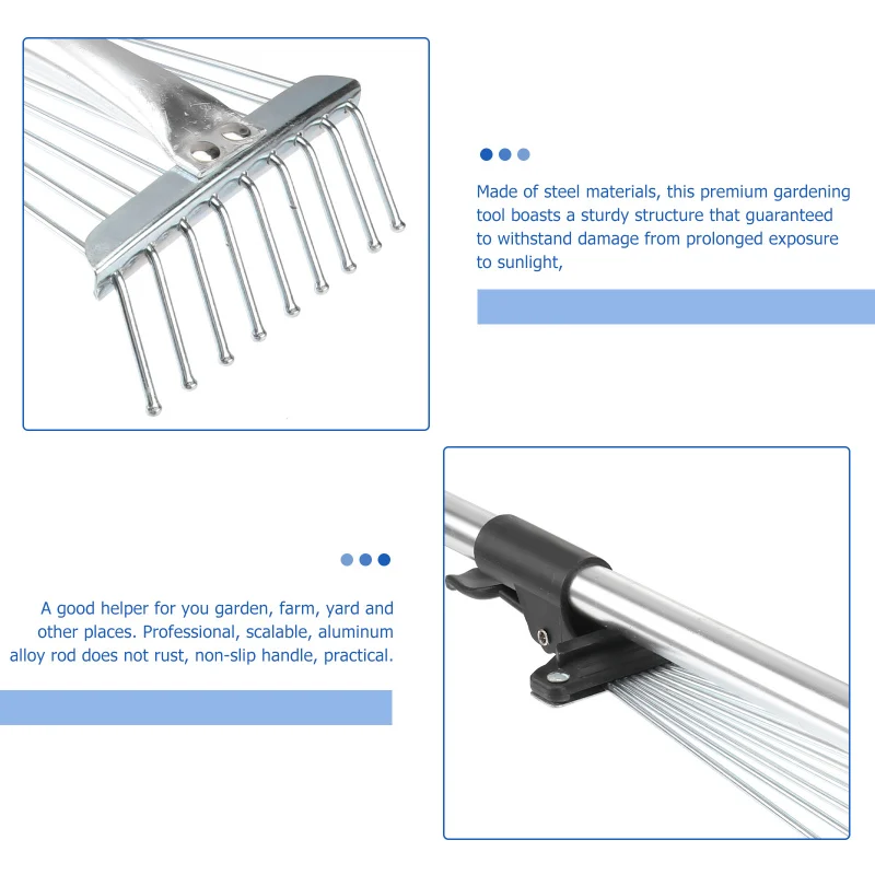 Description Picture 5 of itemCleaning Tools Foldable Garden Rake Leaf Fallen Leaves Foldable Garden Raker Foldable Garden Handle Steel Gardening Shrub Rake