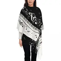 Custom Piano Keyboard Musical Notes Tassel Scarf Women Soft Shawl Wrap Female Winter Scarves 1
