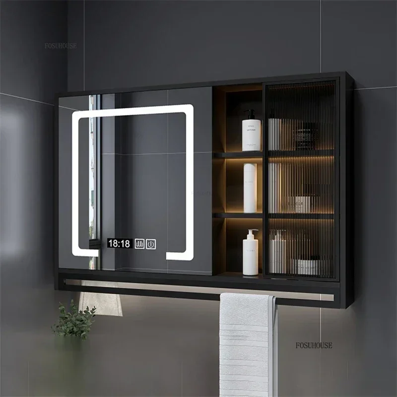 Designer Bathroom Cabinets with Light Wall Mounted Toilet Mirror Cabinet Bathroom Furniture Home Storage Dressing Mirror q