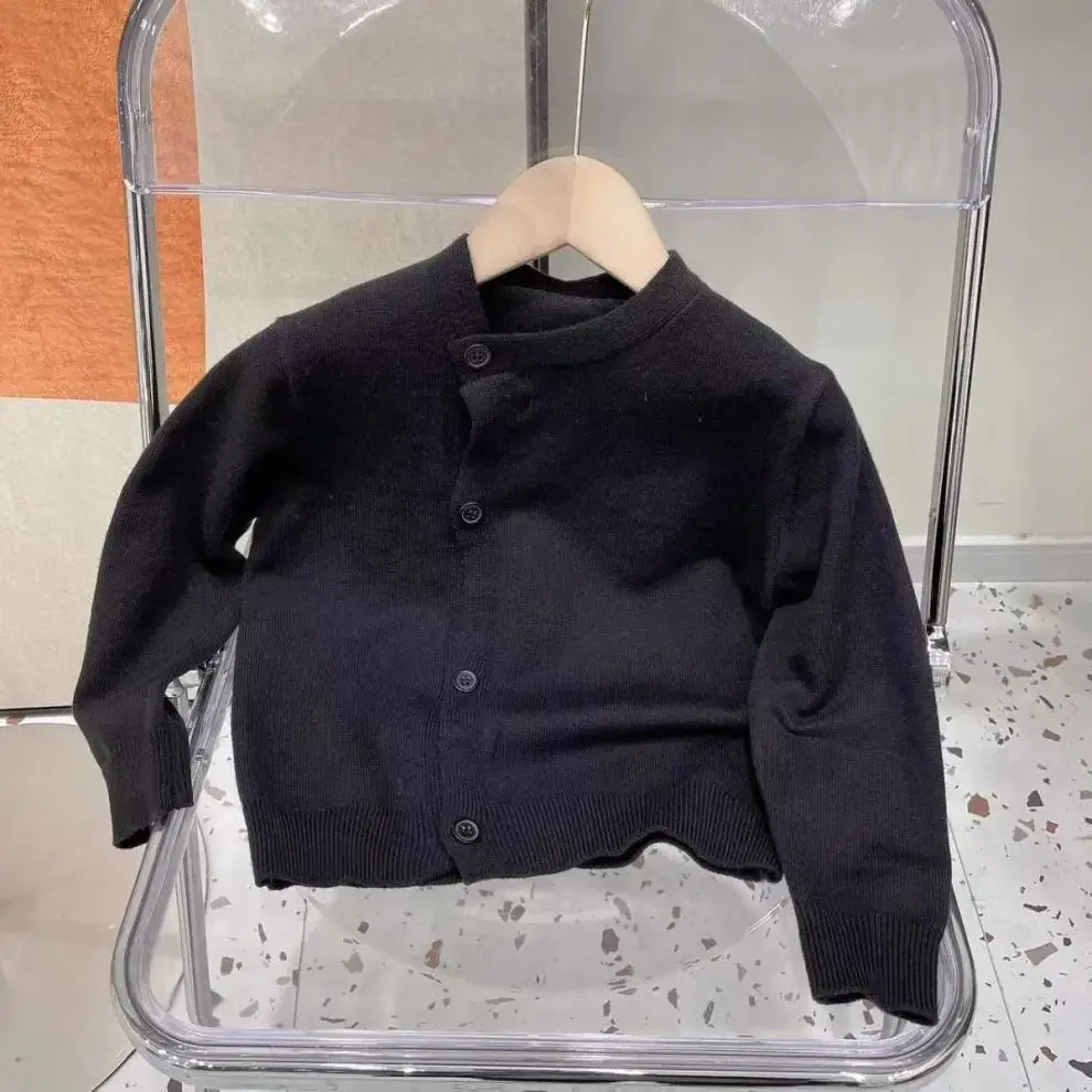 여아 및 남아용 니트 가디건, 불규칙 단추, 어린이 니트 스웨터, 단색, 겨울 용수철 가을, 아동복 스웨터, 80-140cm