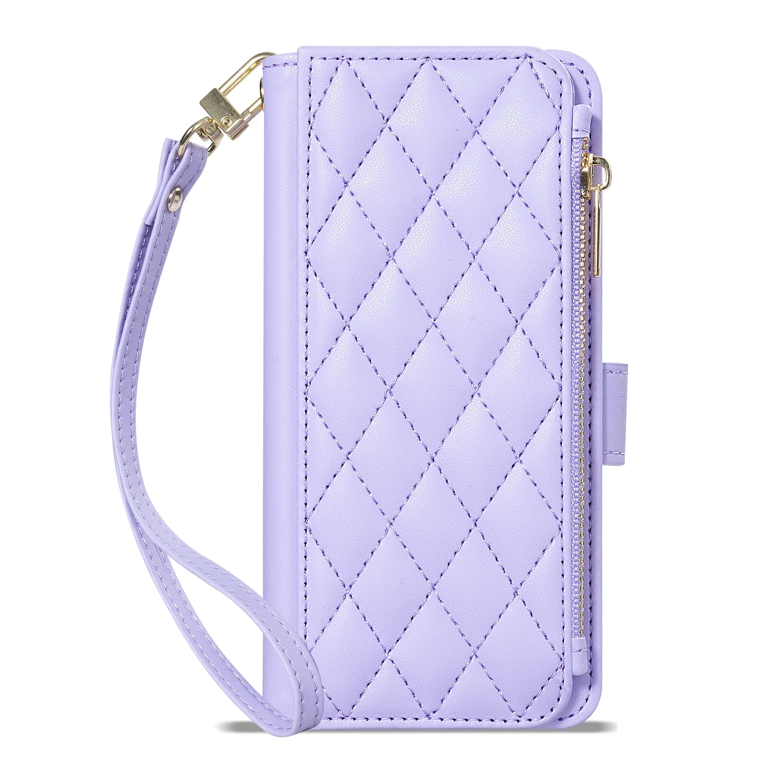 Compact Wallet Fragrance Zipper Card Slot Kickstand Magnetic Flip Leather Case