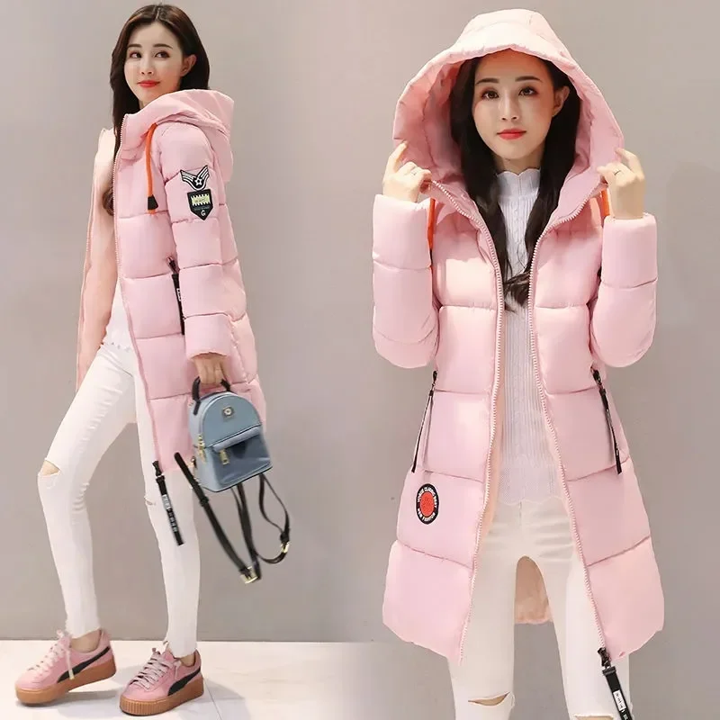 Long Winter Parkas Jacket Women s Large Size Loose Down Cotton Coats Casual Hooded Cotton padded