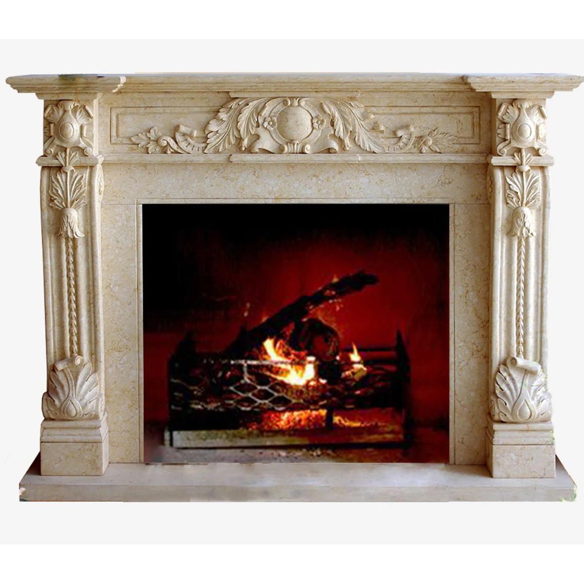 Carved Stone Fireplace Surround English Style Made Marble Mantel Chimneypiece