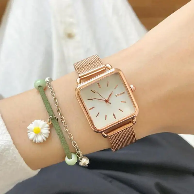 Роскошные квадратные часы в стиле ретро с кожаным ремешком повседневные женские