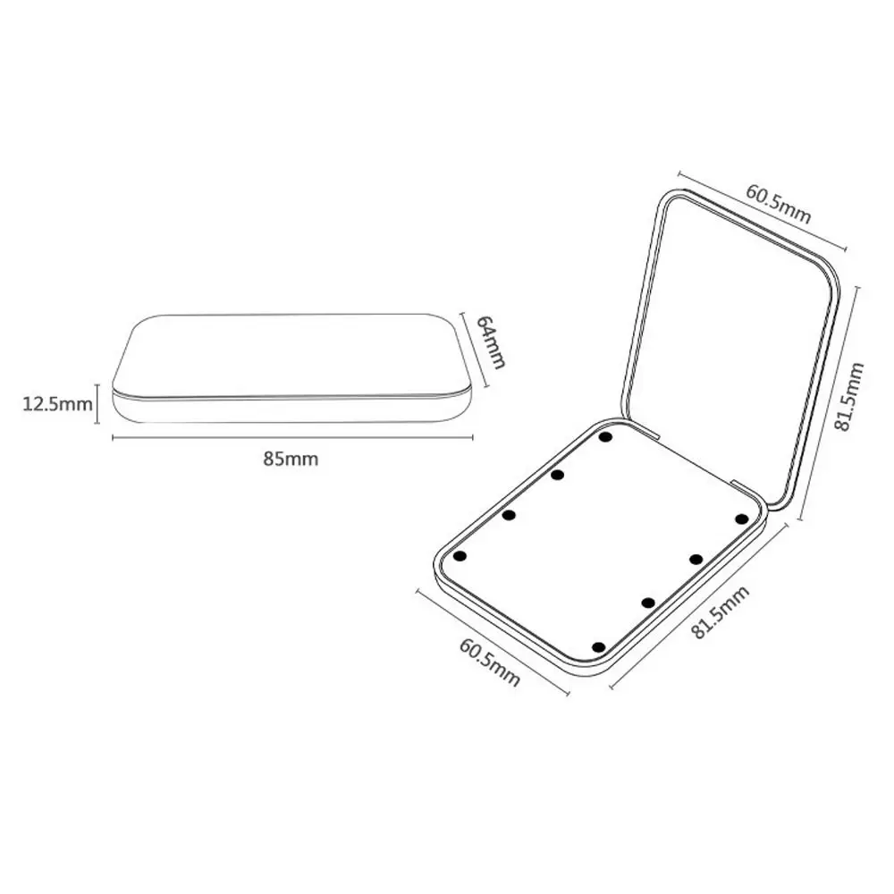Fashion Square Makeup Mirror 2-Sided Handheld Cosmetics Mirror Folding with LED Lights Compact Pocket Mirror Makeup Tool