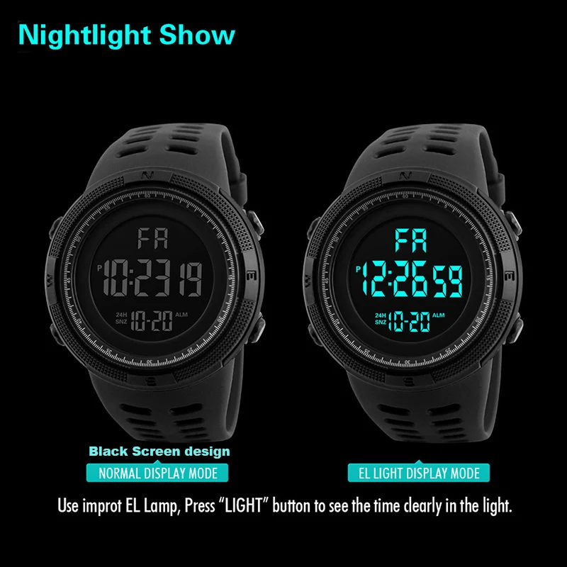 Electronic Watch For Mens Military Sports Watches Luminous Multifunction LED Digital Wristwatch for man kids Boy Student Teen 6