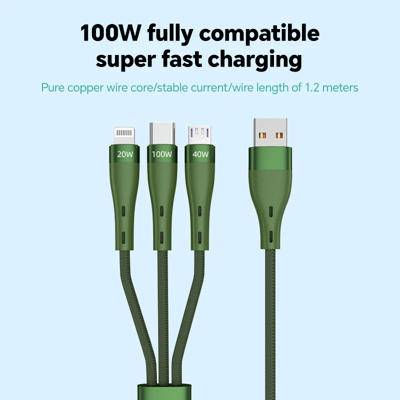 3 In 1 Schnellladekabel 100 W Für Xiaomi iPhone Poco Micro USB Typ C Ladekabel Kabel Mehrere USB Ladekabel Linie