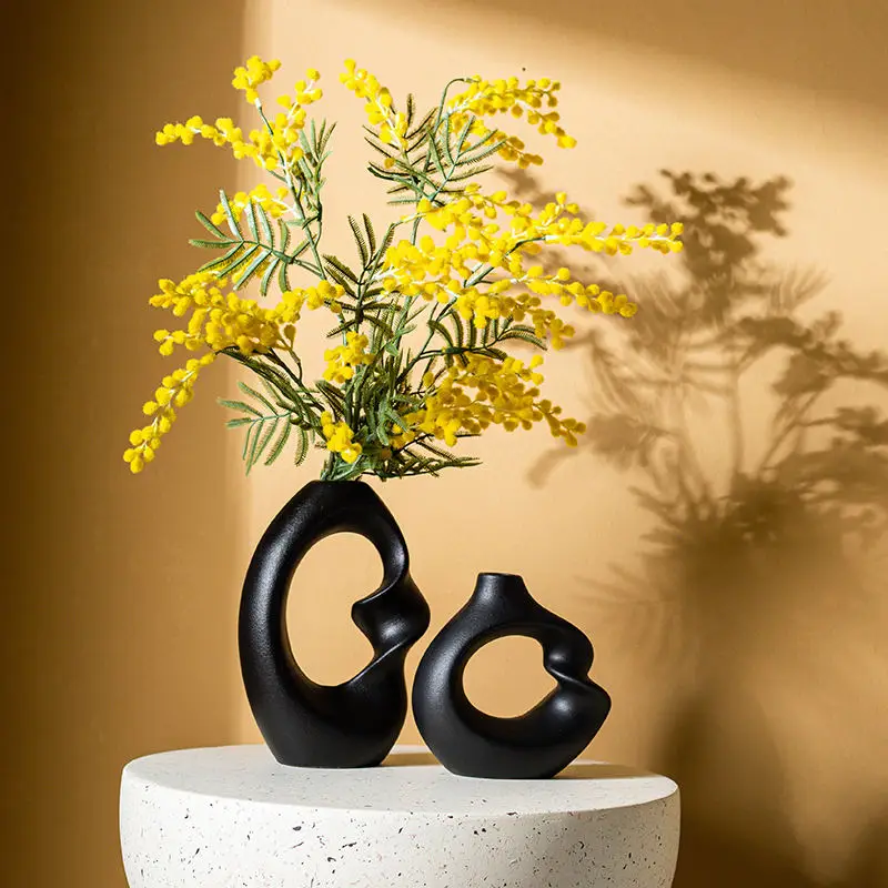 CAPIRON Ceramic Matte Vase Set of 2 for Pampas Grass Dried Flower Modern Nordic Accessories Home Decoration Tabletop Interior 4