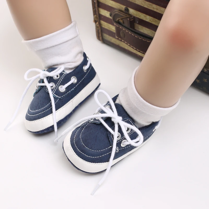 New Baby Shoes Boys And Girls' Sports Shoes Lace Up Preschool Children's Cloth Sole Non Slip First Step Shoes Baby Newborn 6