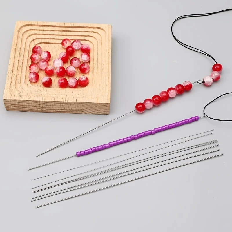Bead Needles 4-Pieces Set Side Opening for Threading Bead Threads DIY Jewelry Making Tool