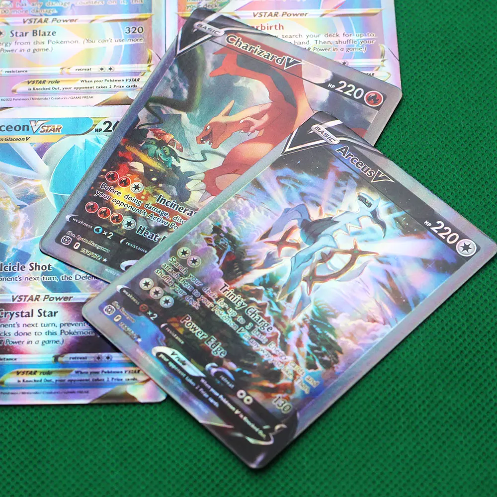 Holographic Pokemon Cards Vstar Vmax GX in English Letter with Rainbow  Arceus Shiny Charizard Kids Gift ASTROS Brillantes