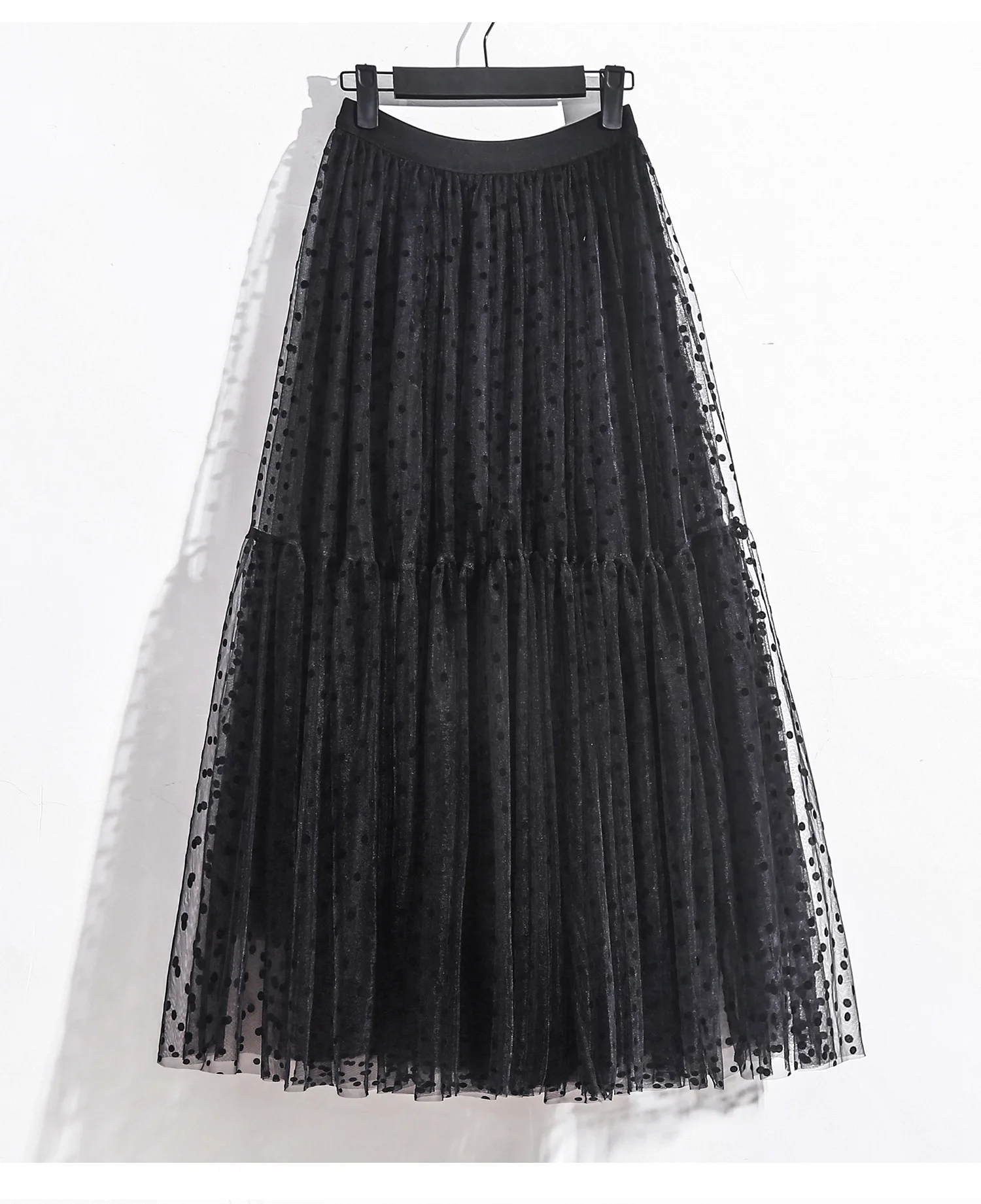 Boho Queens Women Polka Dot High Waist Pleated Ball Gown Maxi Skirt Fashion Mesh Loose Puffy Umbrella Fairy Cake Skirts