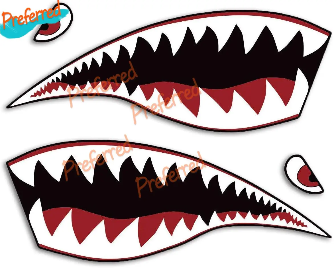 

Shark Shark Mouth Eyes Sticker Car Motorcycle Helmet Tuning Design Weatherproof Pack of 2 Die-Cut Waterproof PVC
