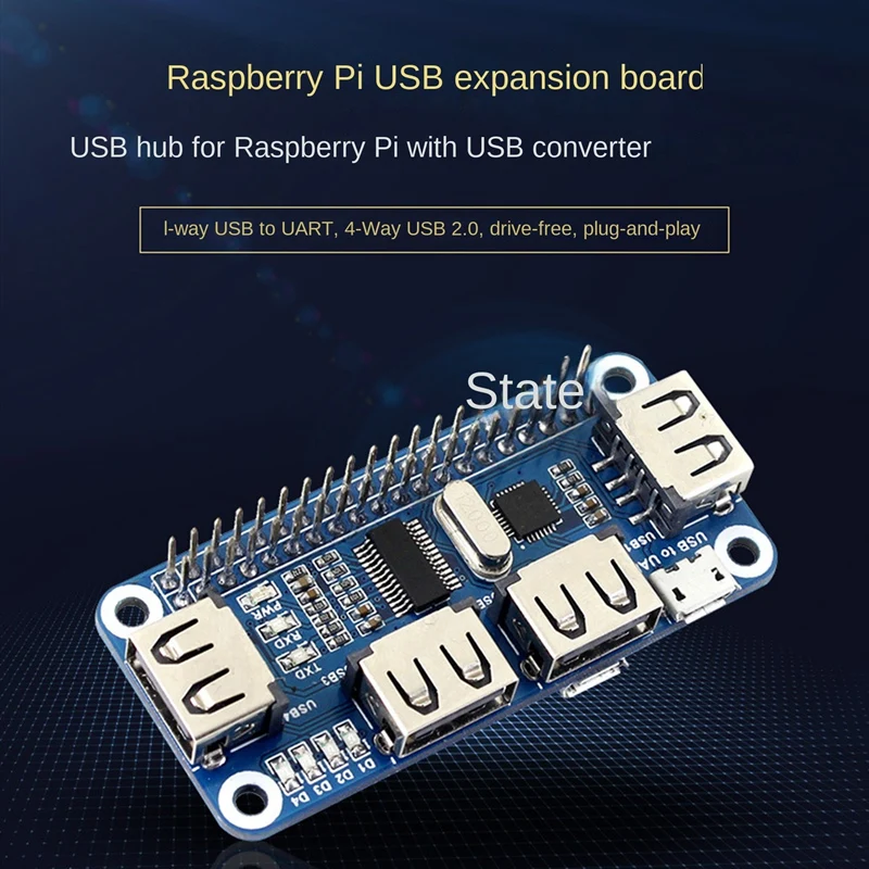 Waveshare 4 USB Ʈ USB HUB HAT 4B 3B +  W  WH ȣȯ USB2.0/1.1 º USB UART