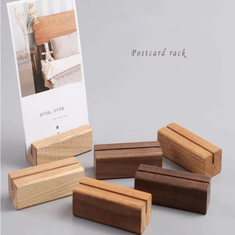 Card wooden base price tag clip personality calendar bracket postcard photo wooden bracket business card note message folder