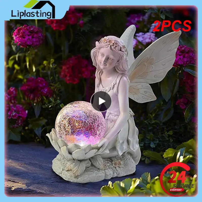 

2PCS Angel Figure Exquisite Resin Weather-resistant Elegant Resin Angel Statue Micro Landscape Crafts Outdoor Decor