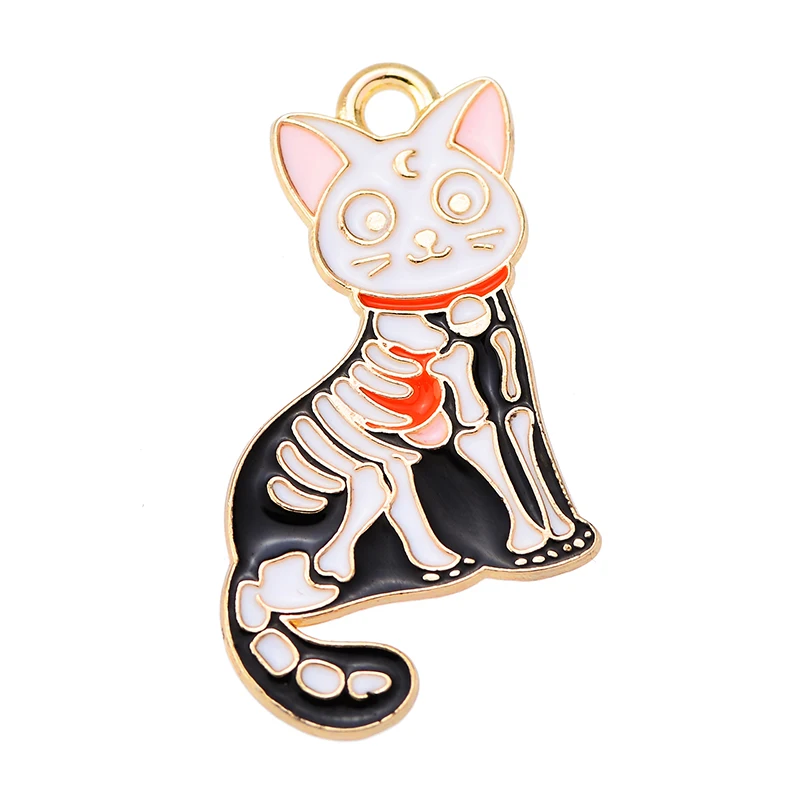 12 Stile, Totenkopf, Rose, Klavier, Katze, Hinweis, Kaninchen, emaillierte Legierung, Anhänger für Damen, Halloween, Halskette, DIY-Schmuckherstellung, Zubehör – Detail 10