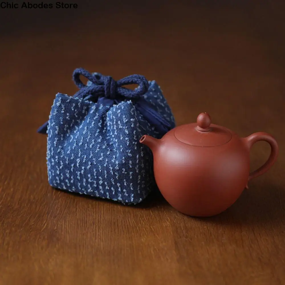 Chinese Style Teapot Cup Cotton Protect Cloth Bags Dustproof Breakage-proof Teacup Drawstring Cloth Pouch Practical Portable