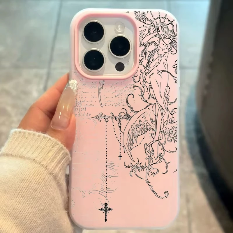 Gothic Angel Crossline Shockproof Phone Case