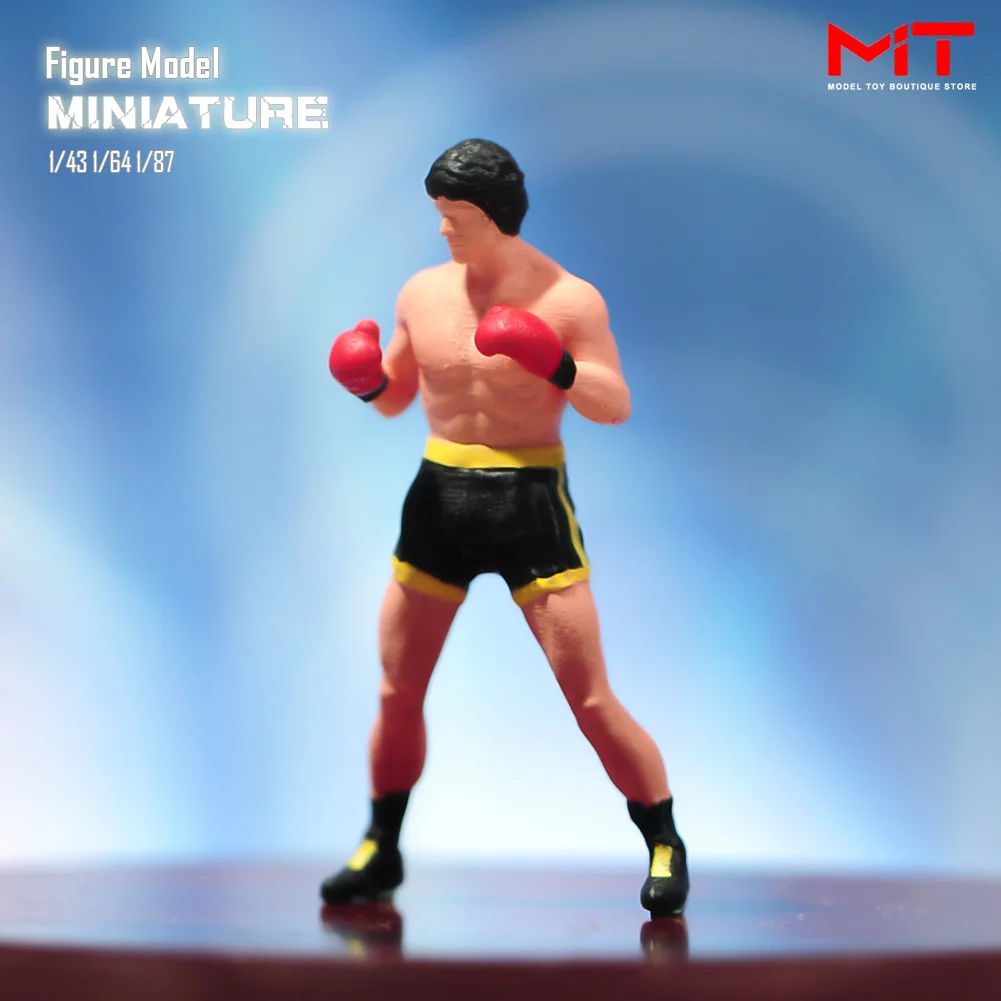 

Miniatures Figures 1/87 1/64 1/43 1/24 Boxer Boxing Men Resin Figurine Model Creative Sand Table Scene Dolls Props For Cars Toy