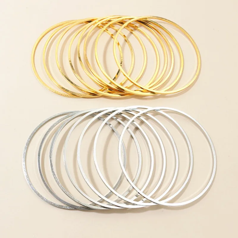 Set of 10 Brass Large Hoop Earring Connectors