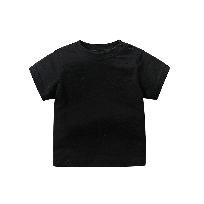 Baby Clothing Newborn Boy Girl 100% Cotton T-shirt 0 To 24 Months Summer Solid Color Crew-Neck Short Sleeve Shoulder Buckle Tees 6