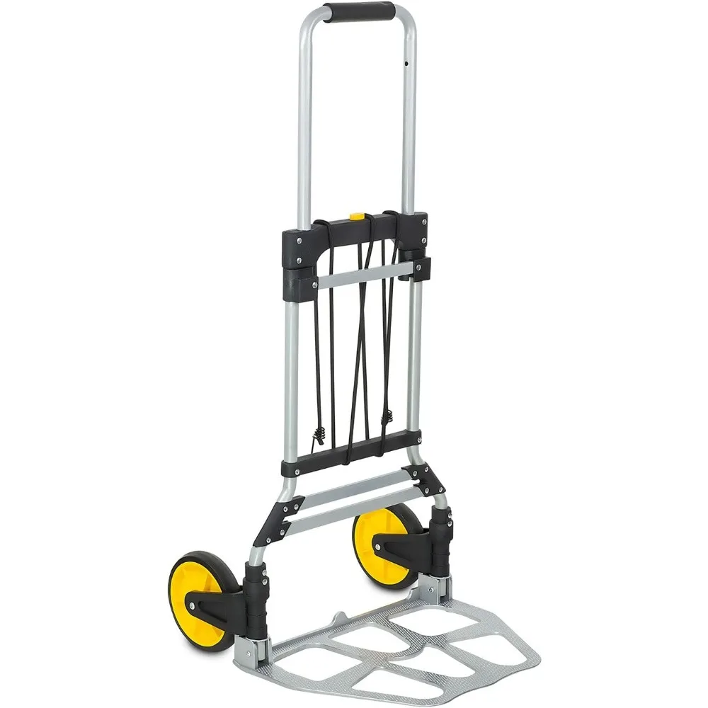 Mount-It! Folding Hand Truck and Dolly, 264 Lb Capacity Heavy-Duty Luggage Trolley Cart With Telescoping Handle and Rubber Wheel
