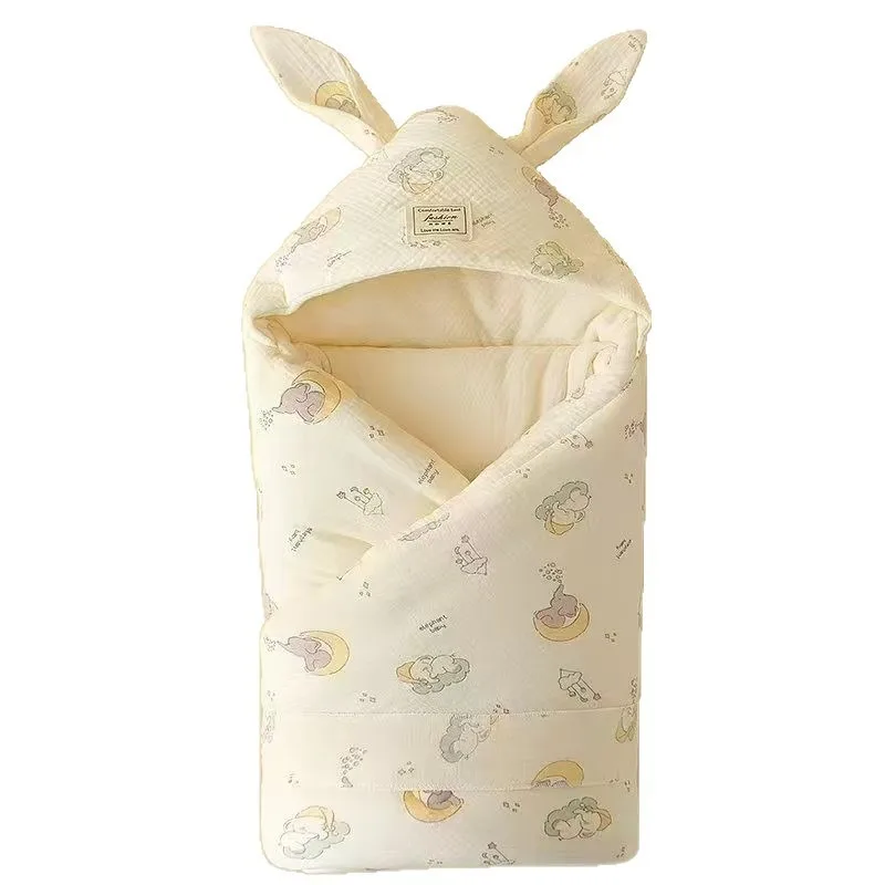 High Quality Cotton Newborn Swaddle Blanket with Cute Bunny Ears Hospital Delivery Wrap Extra Soft Thermal Baby Swaddling New - 3