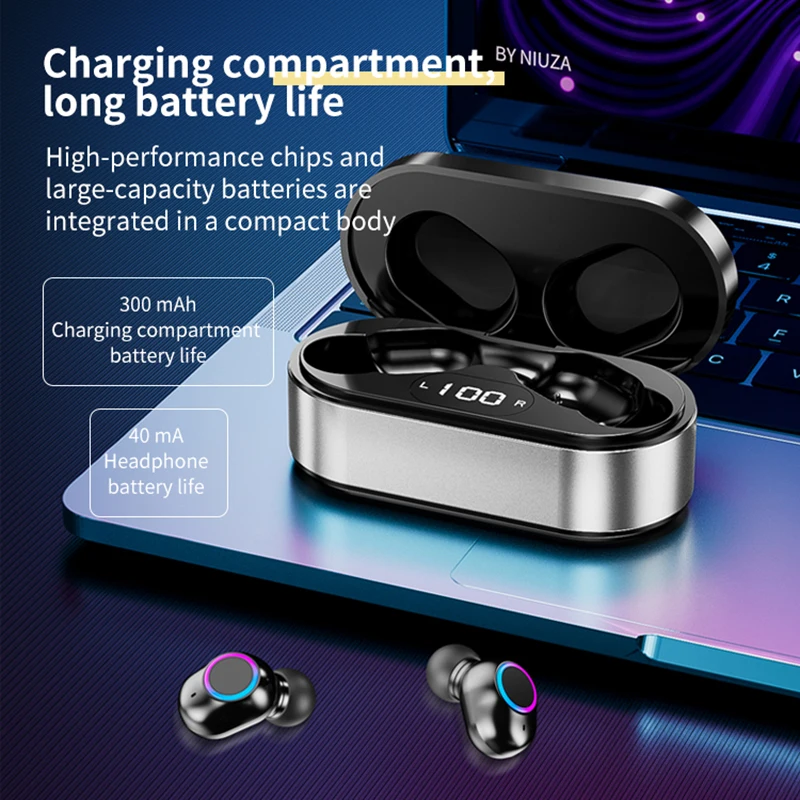 Bluetooth Earphones HD Calling Wireless Headphones Portable Mini Earbuds Noise Canceling Headsets with Microphone for All Phone_voghion.com