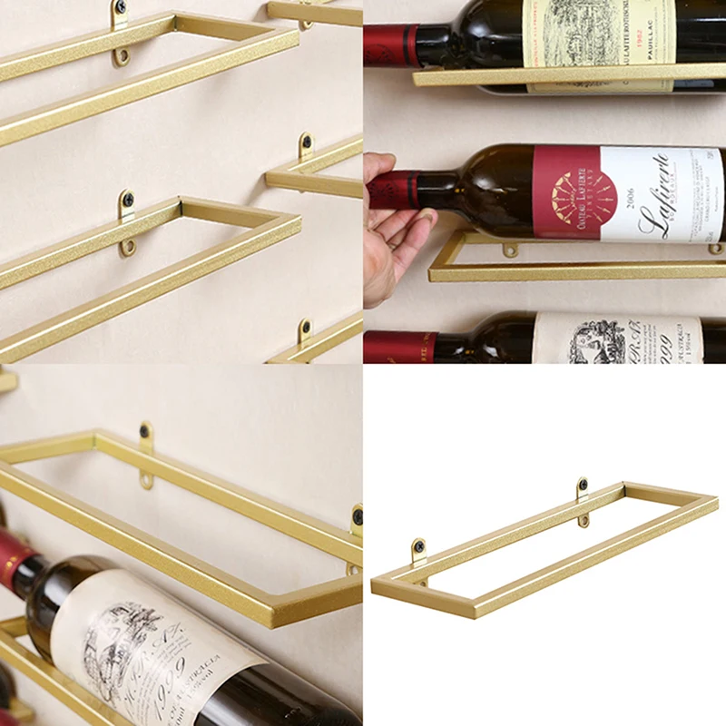 1PC Wall-Mounted Bar Wine Rack Holder Accessories Wine Cellar Beer Champagne Storage Display Iron Metal Support Shelf Stand