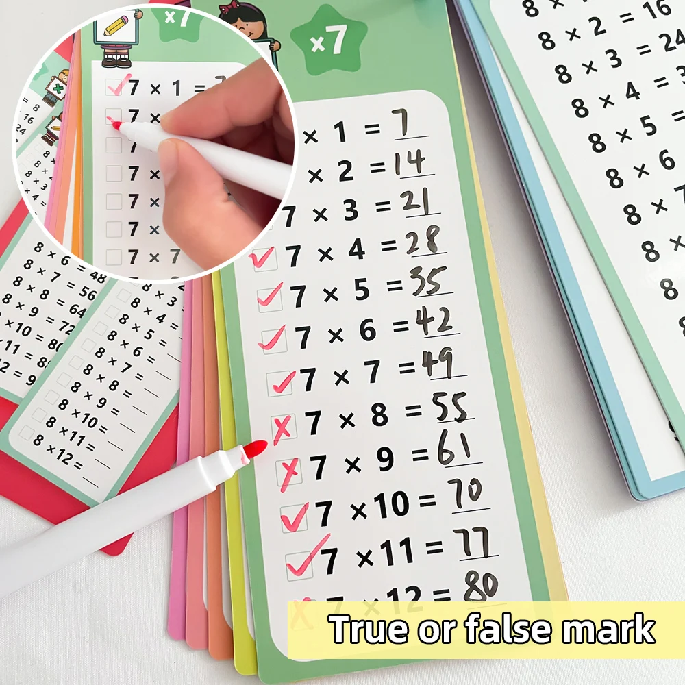 Children Multiplication 1-12 Table Flashcards Maths Fact Skill Improve Arithmetic Learning Tools for Kindergarten Primary School 4