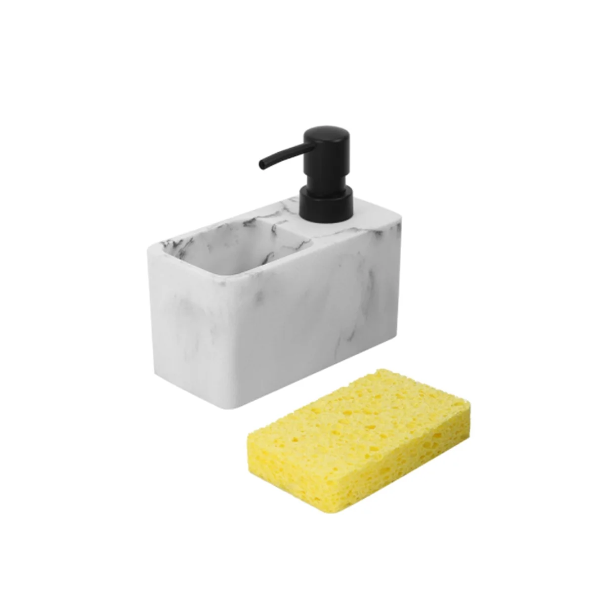 

Press-Type Bottle Detergent Dispenser Bathroom Sink Kitchen Soap Dispenser with Dish Brush Sponge