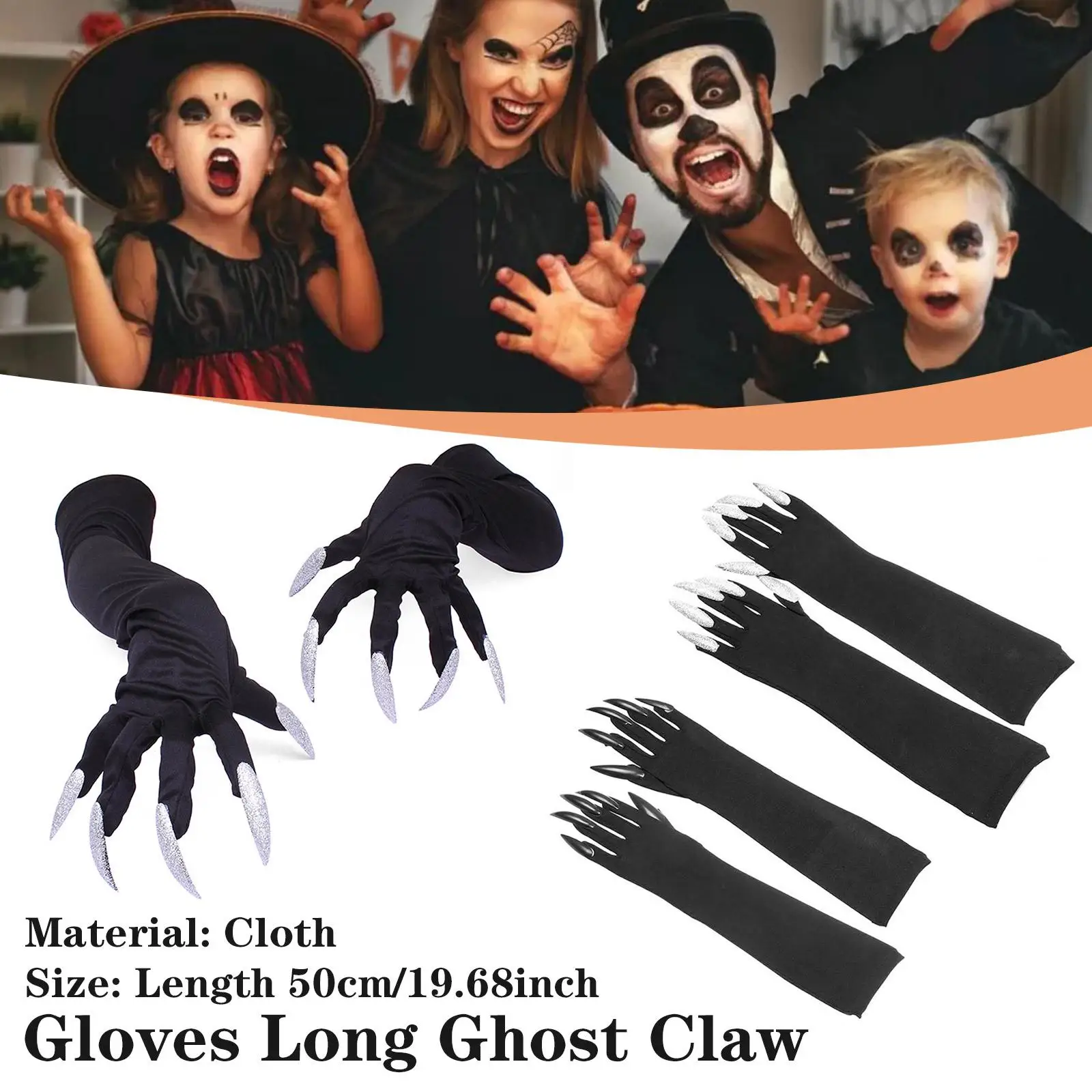 

Halloween Costume Gloves Long Claw Dress Up Gloves Claw Gloves Woman Black Long Wolf Gloves Cat Claws Nails Gloves Cosplay P9W3