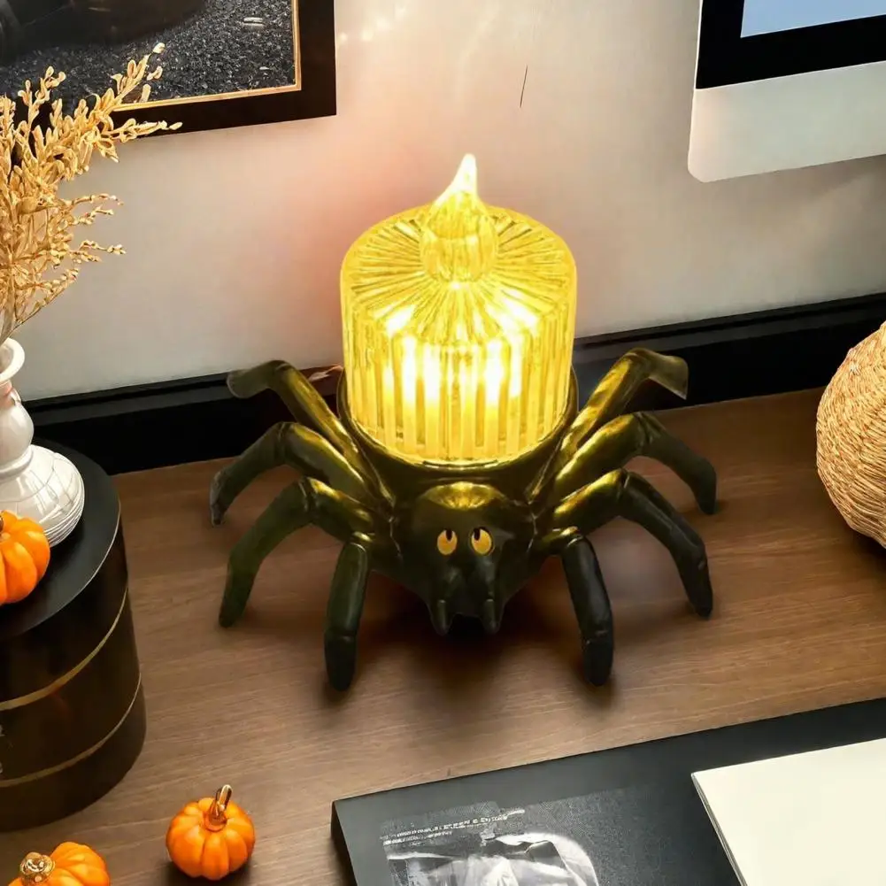 Halloween Candle Light Battery Operated Flameless LED Spider Tealights Electric Flickering Fake Candle Halloween Party Decor - Image 3