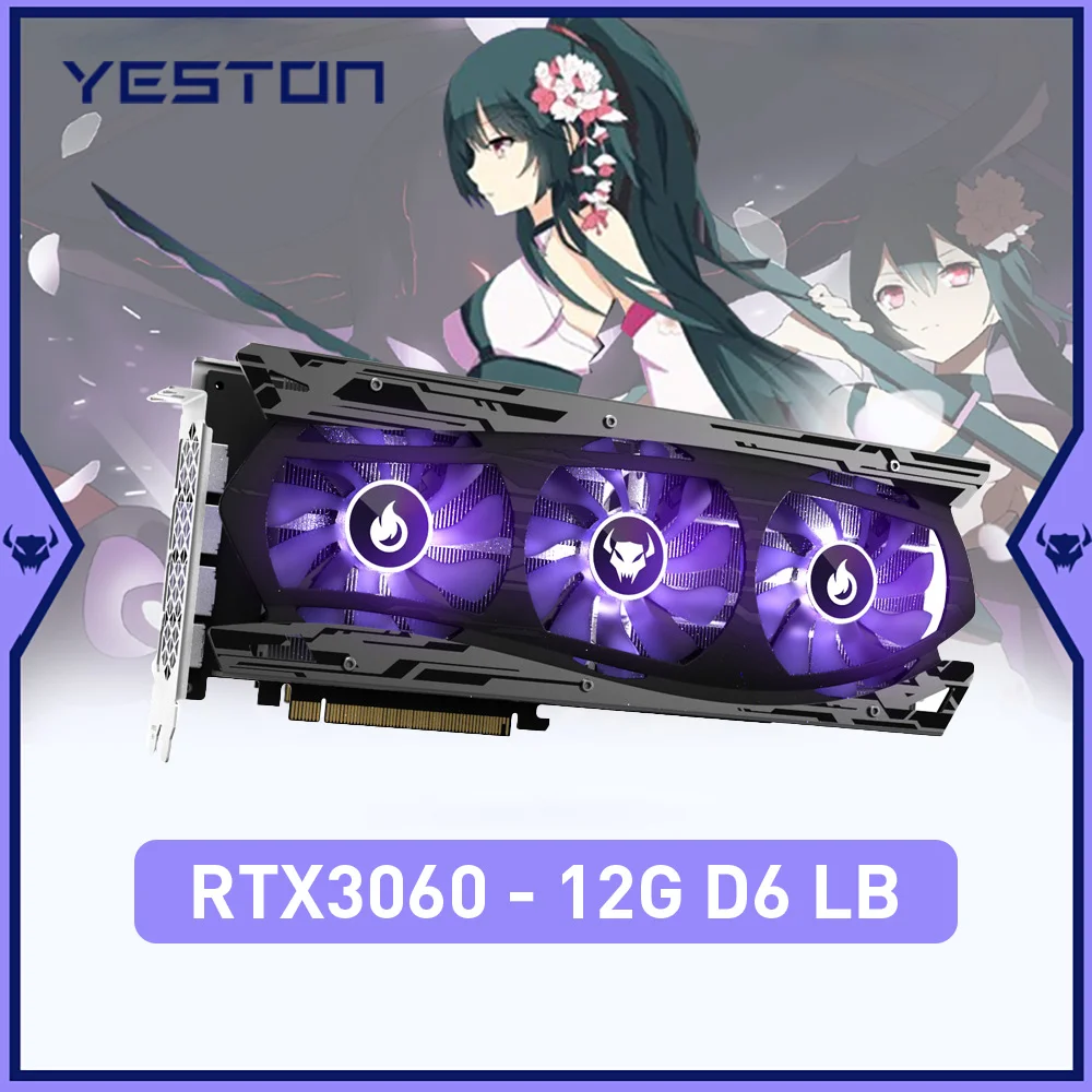 Yeston nova placa gráfica gddr6 nvidia rtx 3060 12g gaming gpu