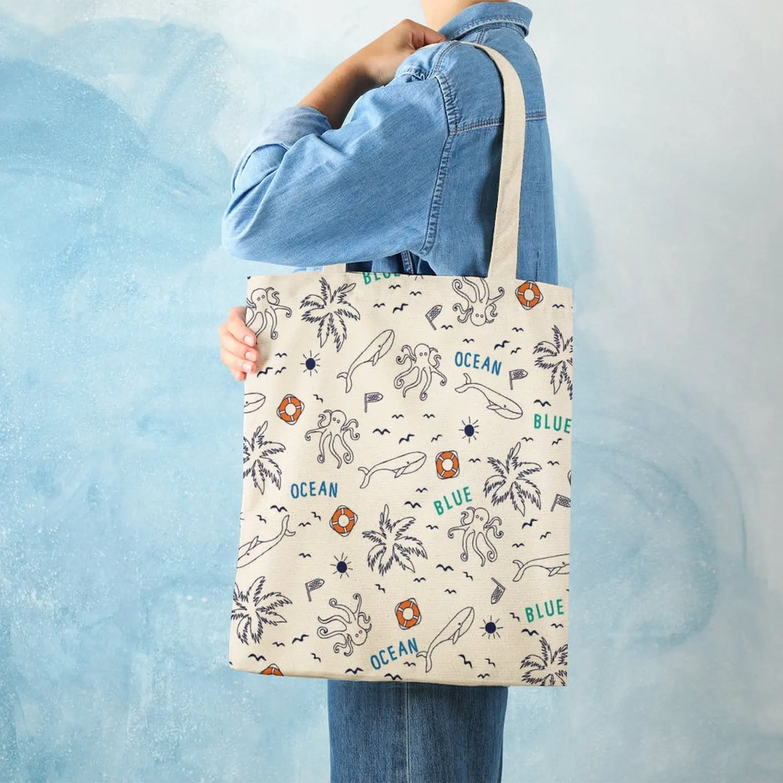 Women Shopping Bag Shopper Canvas Grocery Tote Recycle Bag Shopper Bag Tote Customized Canvas Bags Cute Shoulder Bag