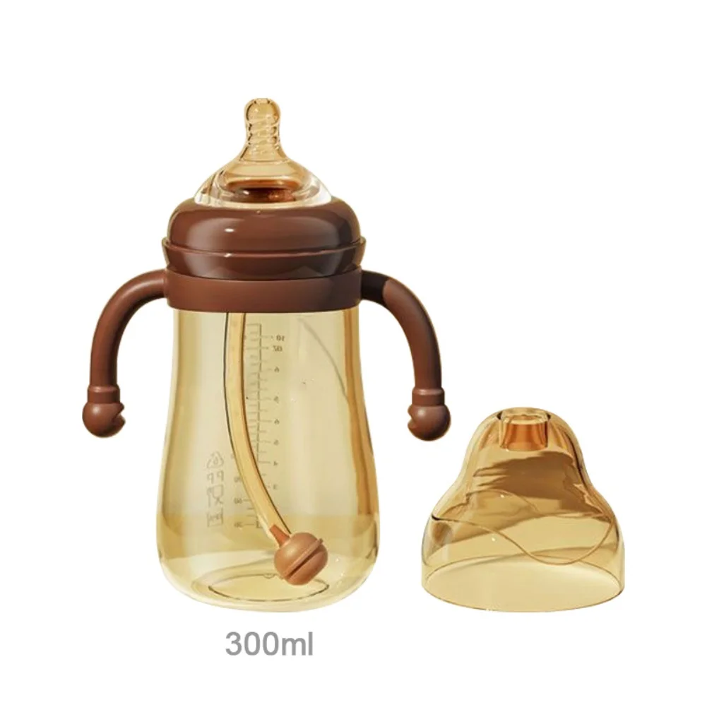 Baby Feeding Bottles Newborn Silicone Bottle Handle 180/240/300ml Infant Straw Bottle 0-3Y
