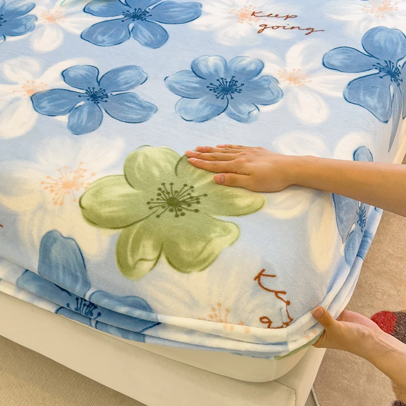 Soft Bedsheet Floral Style Bed Linen Skin-friendly Fitted Sheet Winter Bed Cover sabanas para cama (Pillowcase Need Order) 2