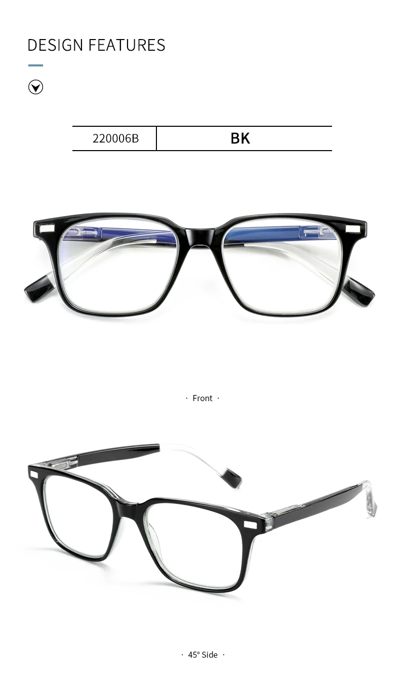 ZENOTTIC Fashion Trend Square Anti-Blaulicht Herrenbrille Anti-Handy Computer Strahlung – Detail 13