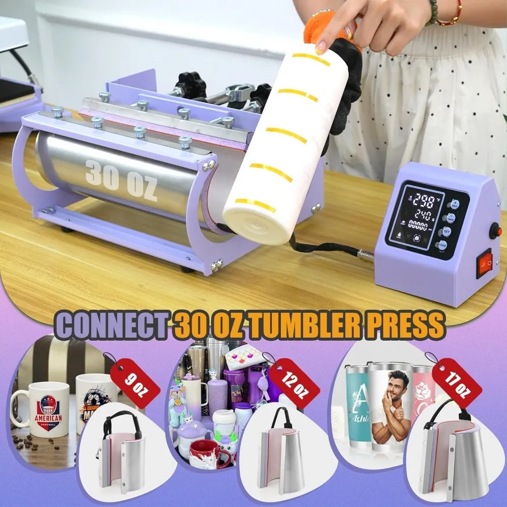 Heat Press Machine for T Shirts 15x15 with 30OZ Tumbler Press 8 in 1 Slide Out & Swing Away Digital Heat Transfer 3
