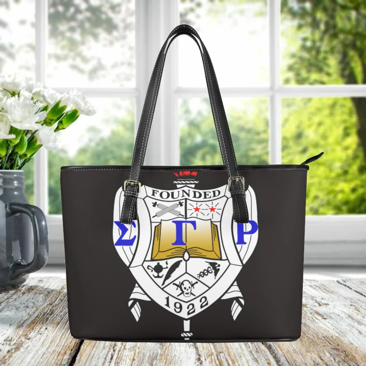 Top Handle Women Commuter Totes Black Sigma Gamma Rho Designer Pu Leather Elegant Cross Hand Bags Fashion Handbag Portamonete