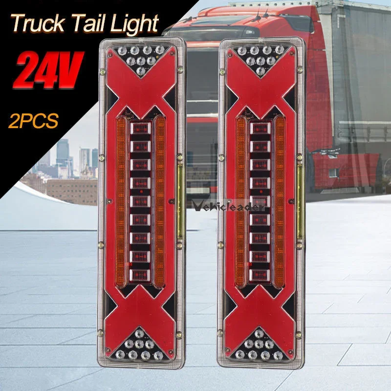 

2PCS 24V Car Truck Tail Light Dynamic LED Turn Signal Rear Brake Light Reverse Signal Lamp For Car Trailer Lorry Bus Camper Van