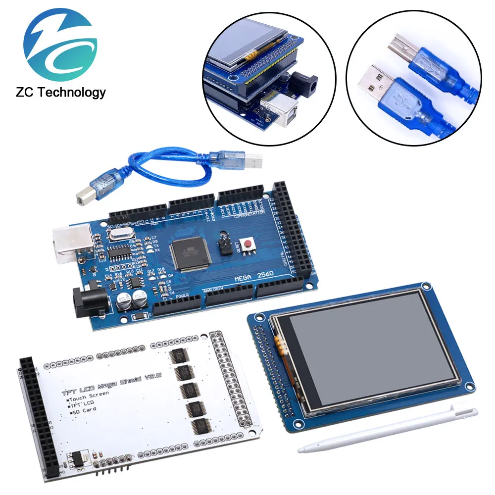 3-2-TFT-LCD-Touch-Color-Screen-Module-3-2-Inch-Shield-Adapter-Board ...