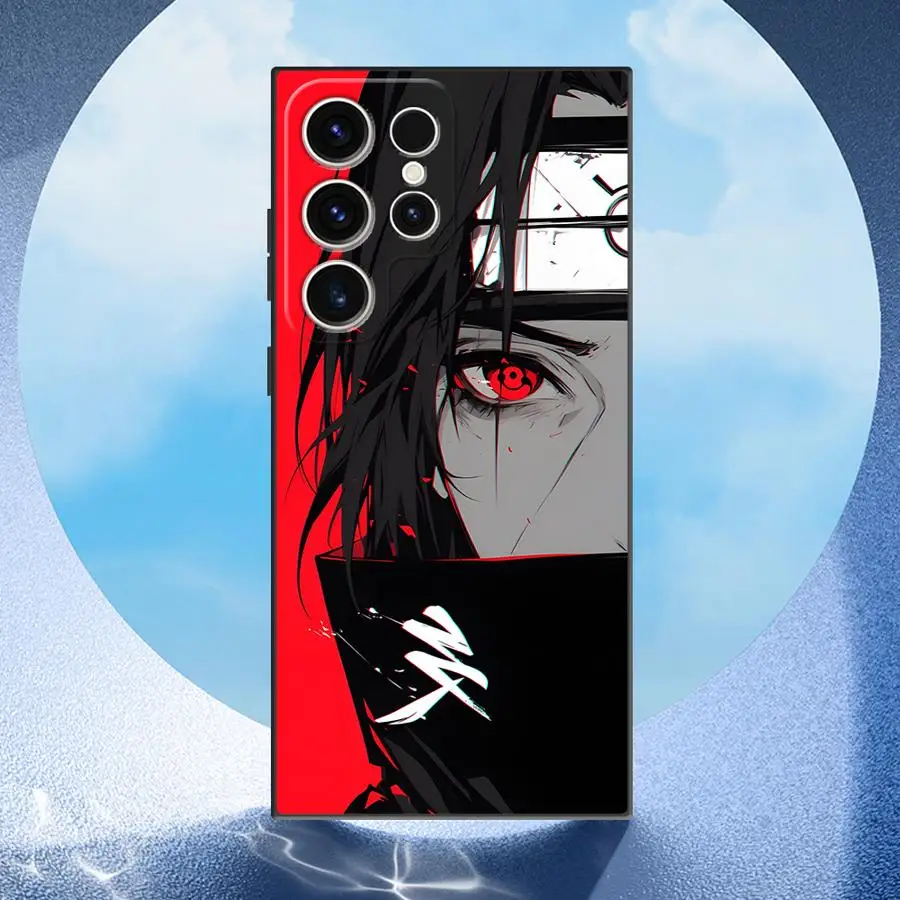 Black Soft Phone Cover Case with Handsome Red Uchiha Itachi Design