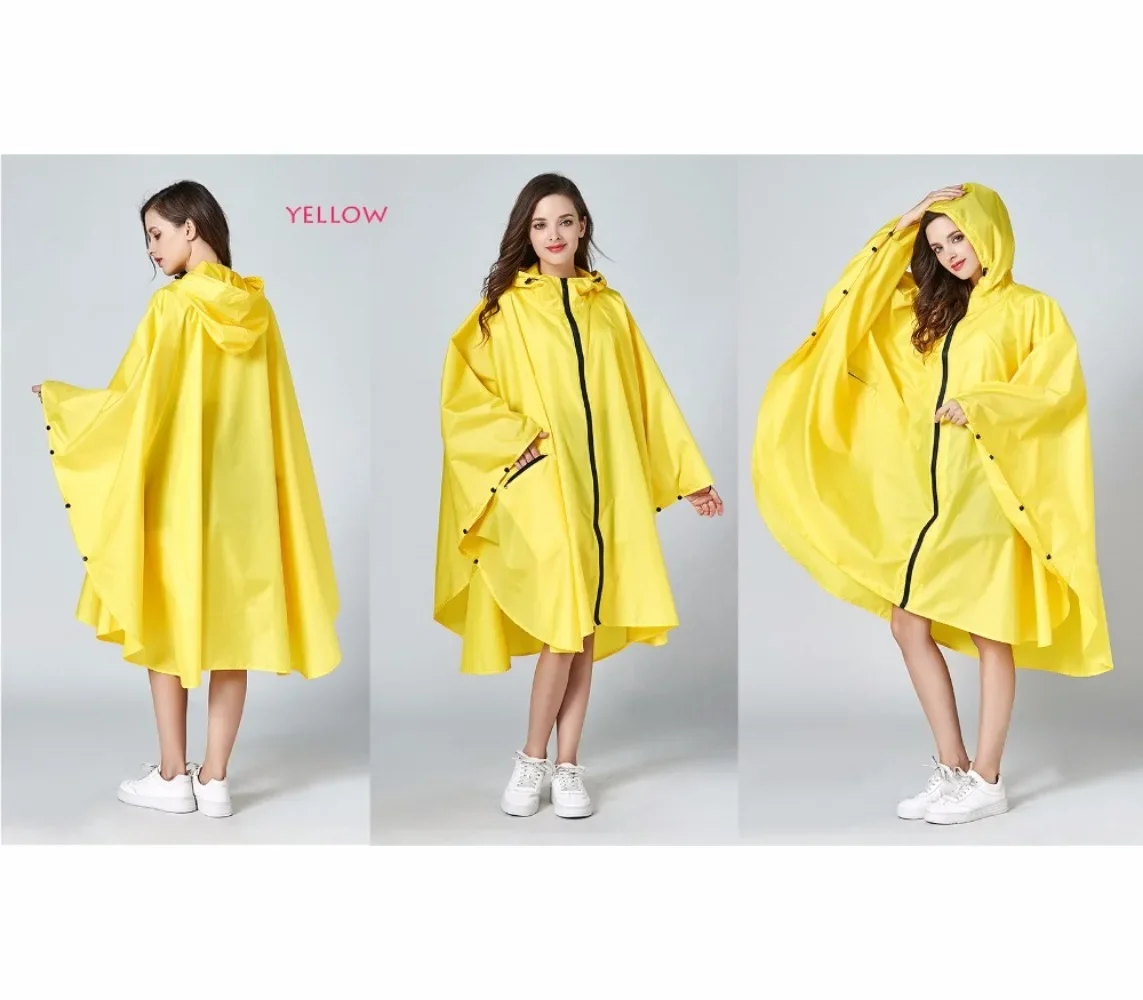 Raincoat Poncho Women's Stylish Waterproof Rain Poncho with Hood and Zipper