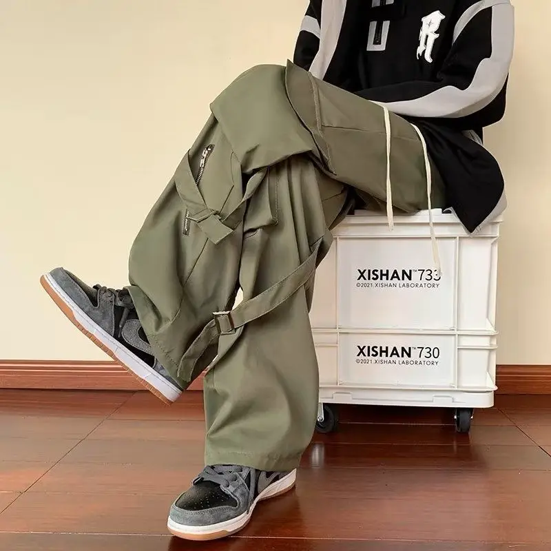 Cargo Pants Men Oversize Zipper Spring Loose Casual Workwear