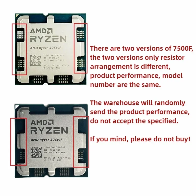 AMD 라이젠 5 7500F R5 7500F 6코어 12스레드 게이밍, 사무용, 스트리밍, 영상 편집 AM5 DDR5 데스크탑 CPU