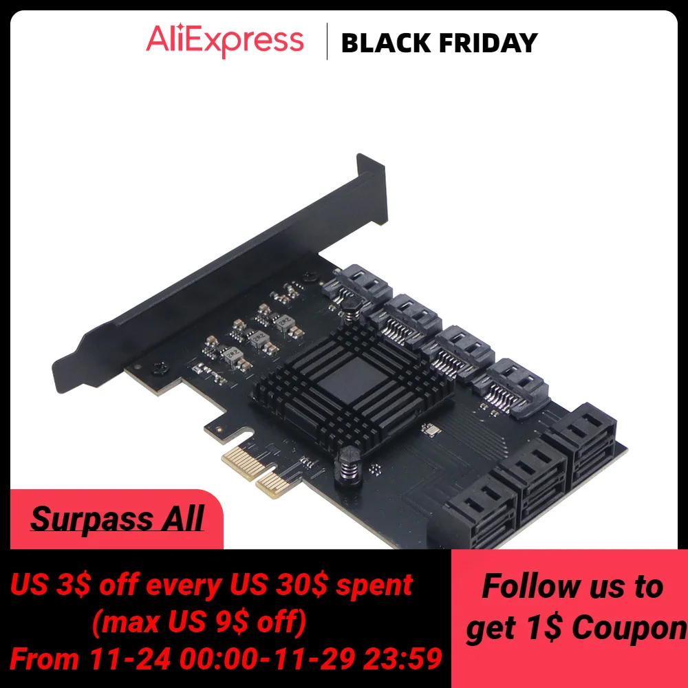 5 8 10 16 Ba lant Noktas SATA 6Gbps PCI Express Denetleyici Kart 