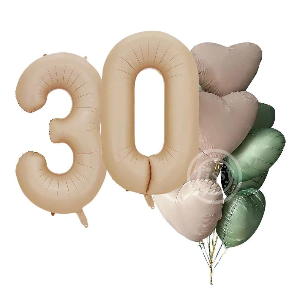 

1set Vintage Green Caramel Balloon with 40inch Number Balloon for Kids Adult Happy Birthday Party Decoration DIY Wedding Supply